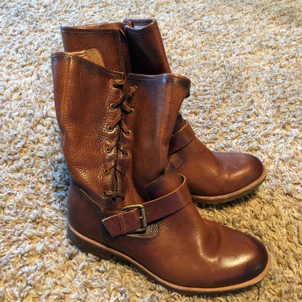 Brown, worn once mid calf booties